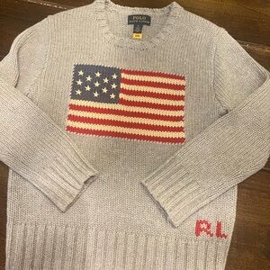 Polo by Ralph Lauren Gray Sweater with American Flag boys size 6